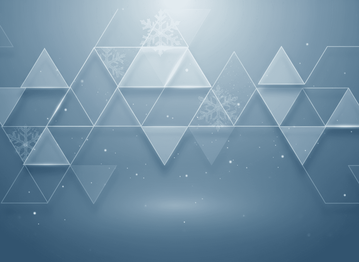 깔끔한 선, 기하학적 형태, 눈꽃 모티프가 있는 현대적인 크리스마스 배경.