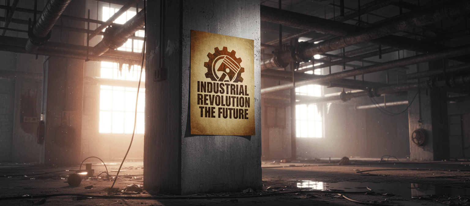 노출된 파이프와 콘크리트 기둥의 산업적 포스터 목업.