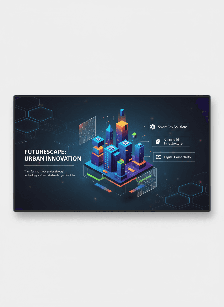 생생하고 현대적인 색상 구성표의 3D 구조와 추상적인 도형을 가진 등각 투영 PPT 템플릿.