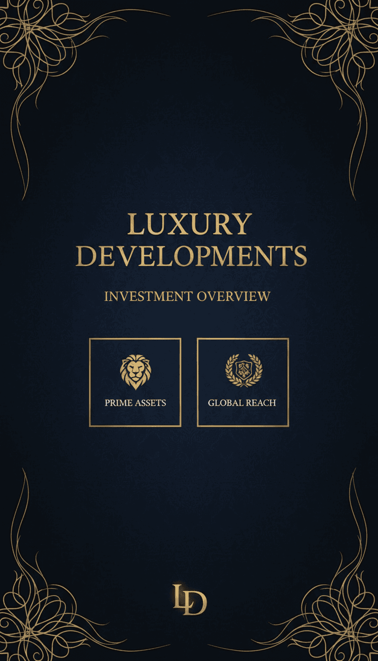 어두운 배경에 금색 악센트가 있는 우아하고 세련된 PPT 템플릿.