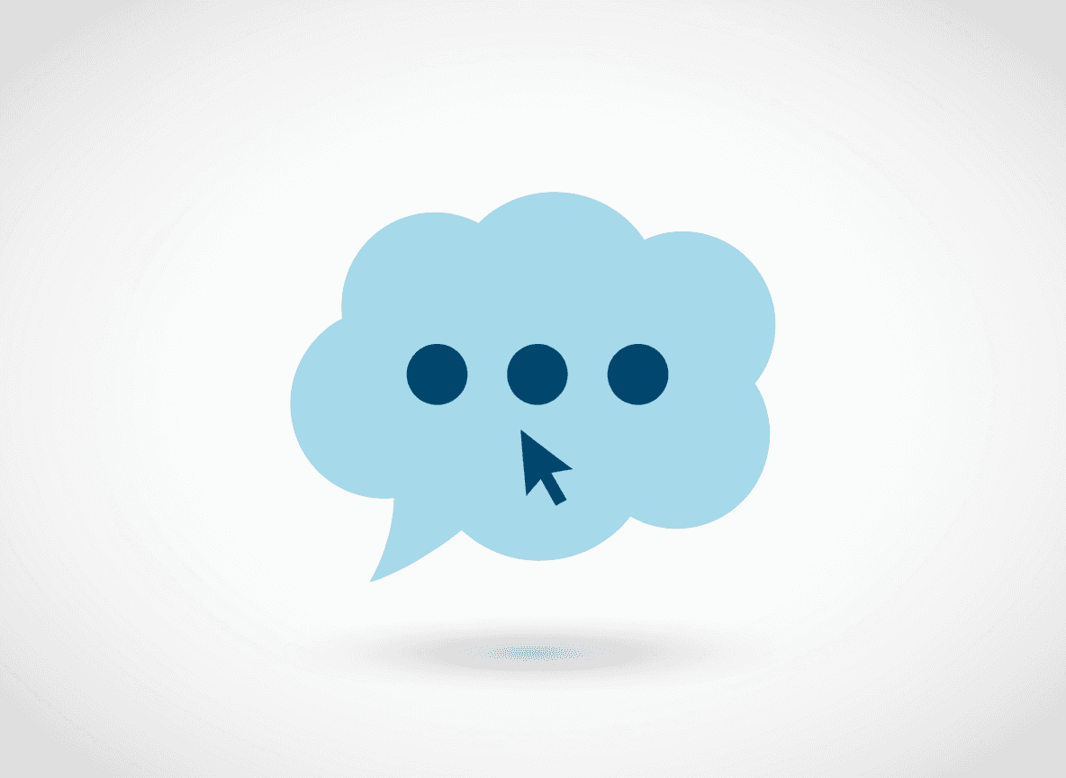 말풍선 안에 점 세 개(줄임표)가 있는 픽토그램, 입력 중이거나 생각 중임을 나타냄.