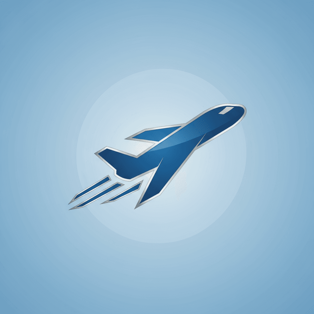 매끄럽고 추상적인 비행기 픽토그램.