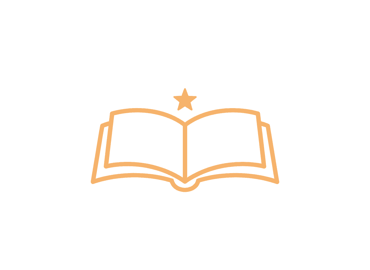 친근한 펼쳐진 책 픽토그램.