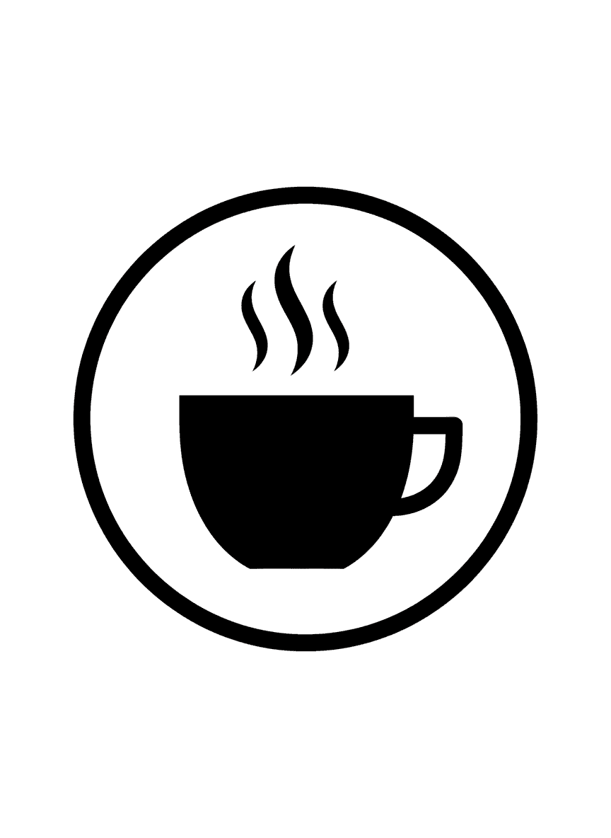 커피 잔을 표현한 현대적인 픽토그램.