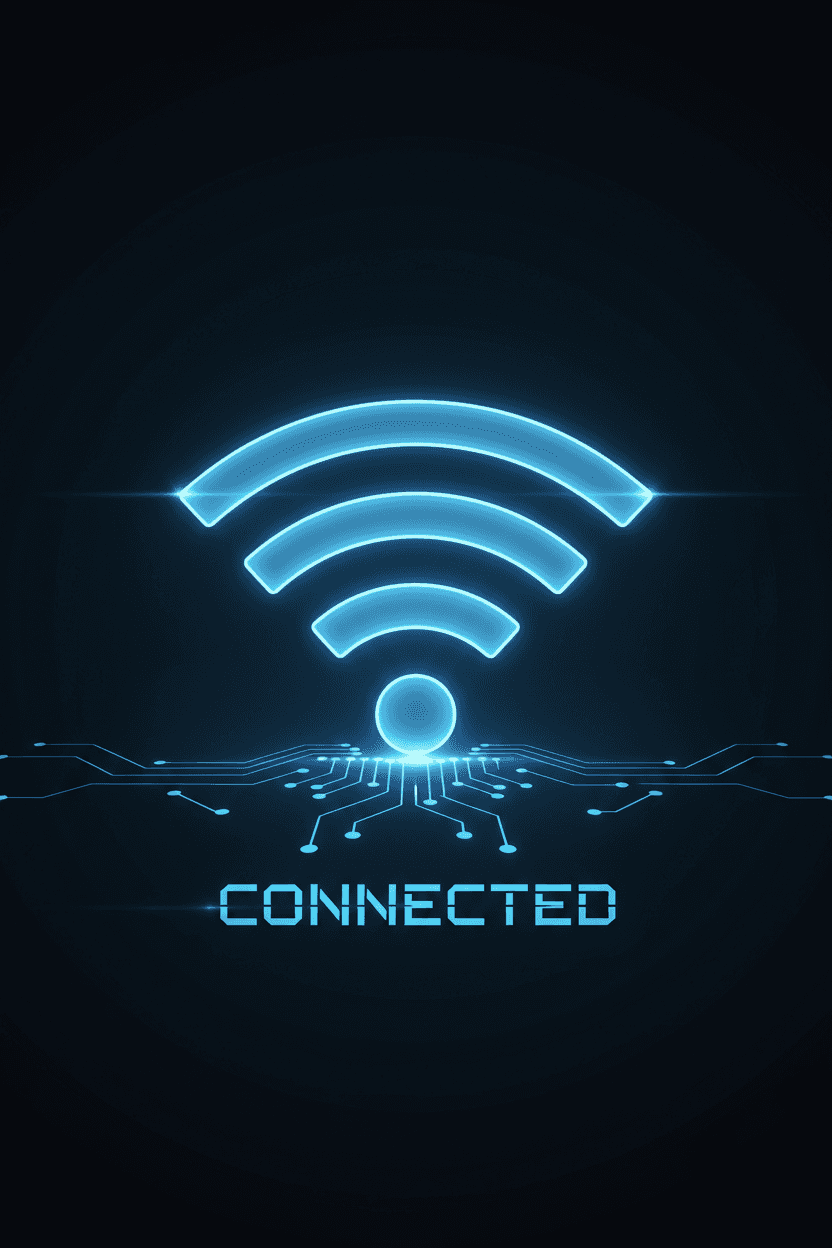 스타일리시한 빛나는 Wi-Fi 신호 픽토그램.