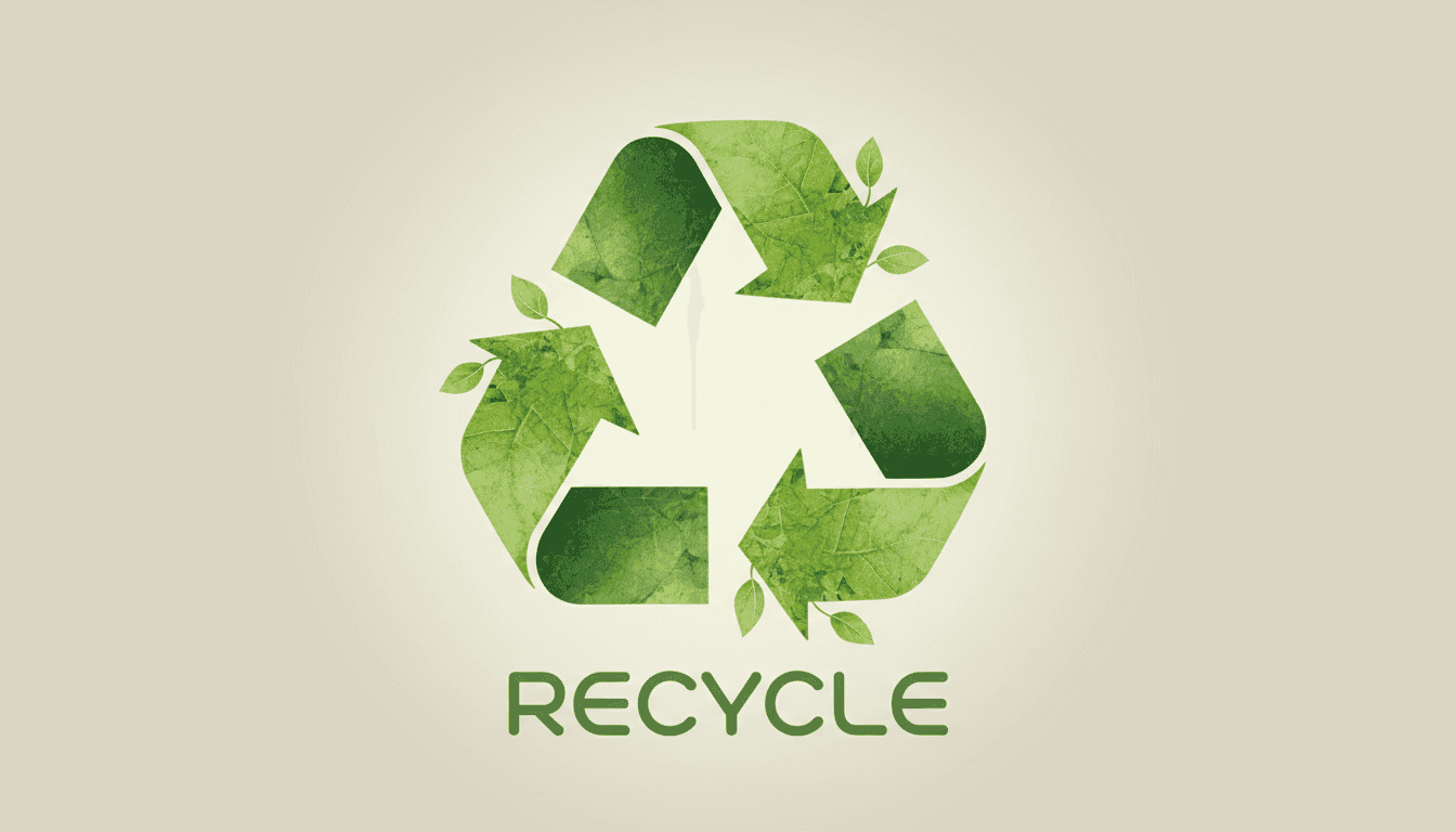 잎사귀 질감으로 친환경적인 재활용 상징 픽토그램.