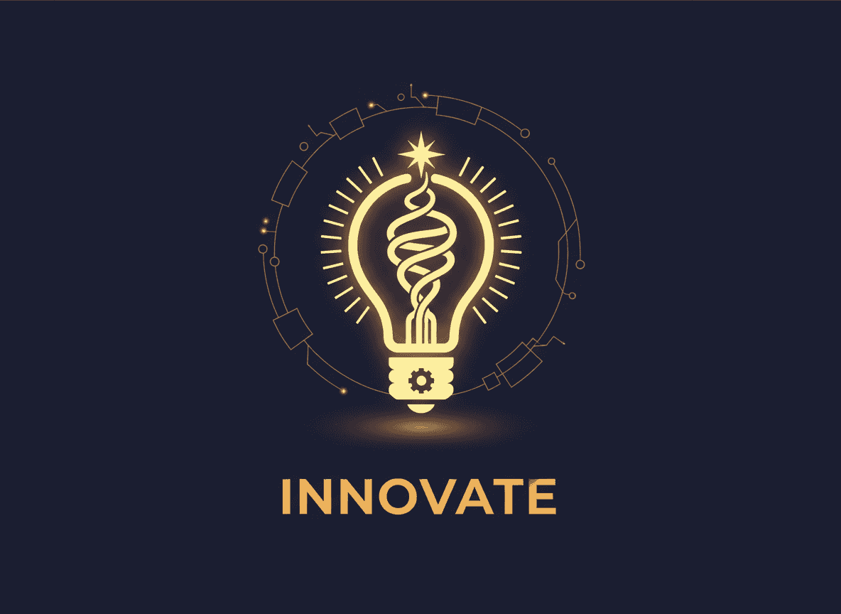 아이디어나 혁신을 상징하는 스타일리시한 빛나는 노란색 전구 픽토그램.