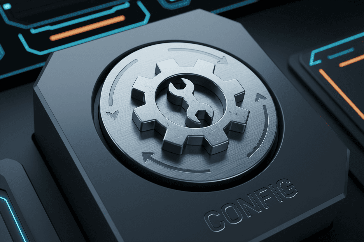 설정 또는 제어 기능을 상징하는 기계식 톱니바퀴 픽토그램.