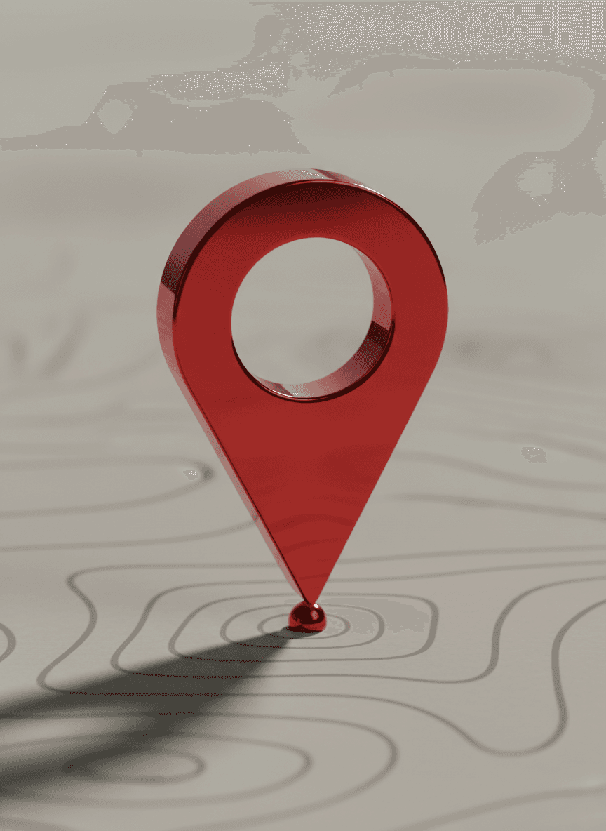고전적인 지도 마커 디자인의 밝은 빨간색 위치 핀 픽토그램.
