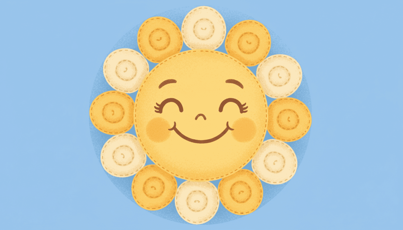 장난기 넘치는 미소 짓는 태양 픽토그램.