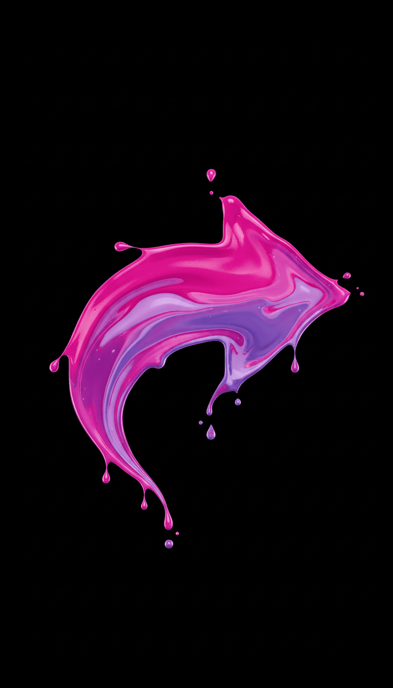 분홍색과 보라색 그라데이션으로 물방울이 살짝 떨어지는 생생한 액체 화살표.
