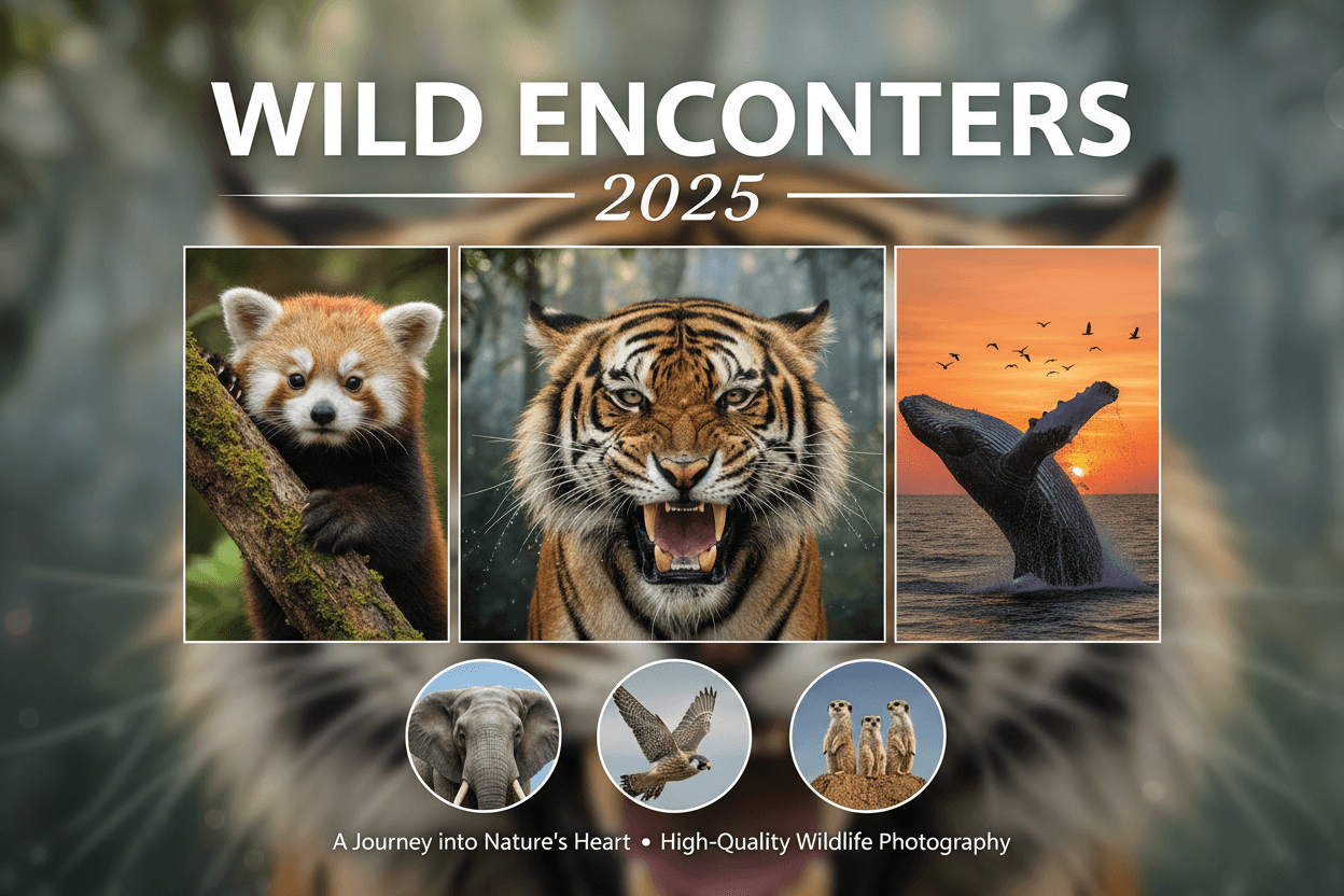고품질 야생 동물 사진이 담긴 멋진 2025년 달력.
