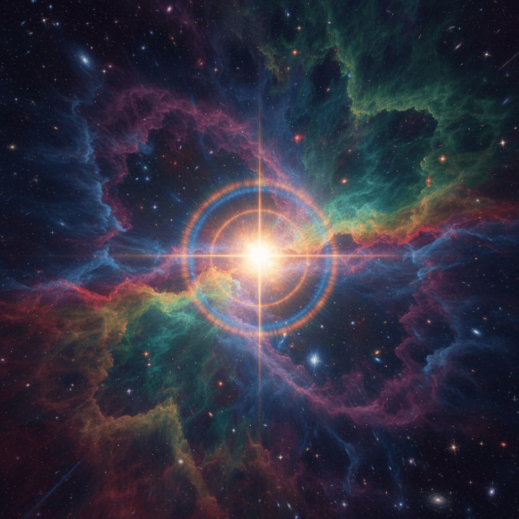 중앙에 단 하나의 밝은 별이 있는 생동감 넘치는 성운의 4K 배경화면으로, 풍부한 질감과 영롱한 빛으로 우주 예술 스타일로 묘사되었습니다.