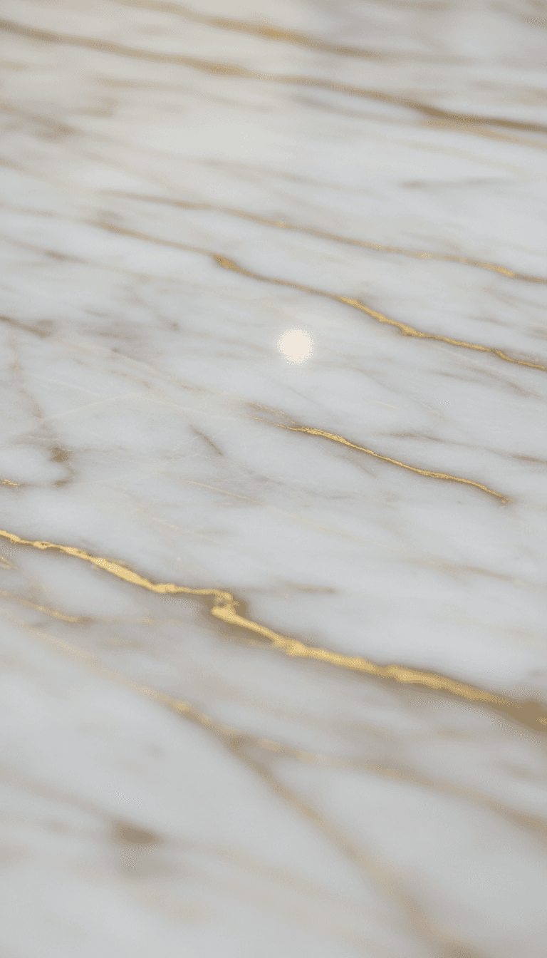 미묘한 금색 줄무늬가 있는 광택 대리석 질감의 근접 촬영을 특징으로 하는 정교한 4K 배경화면.
