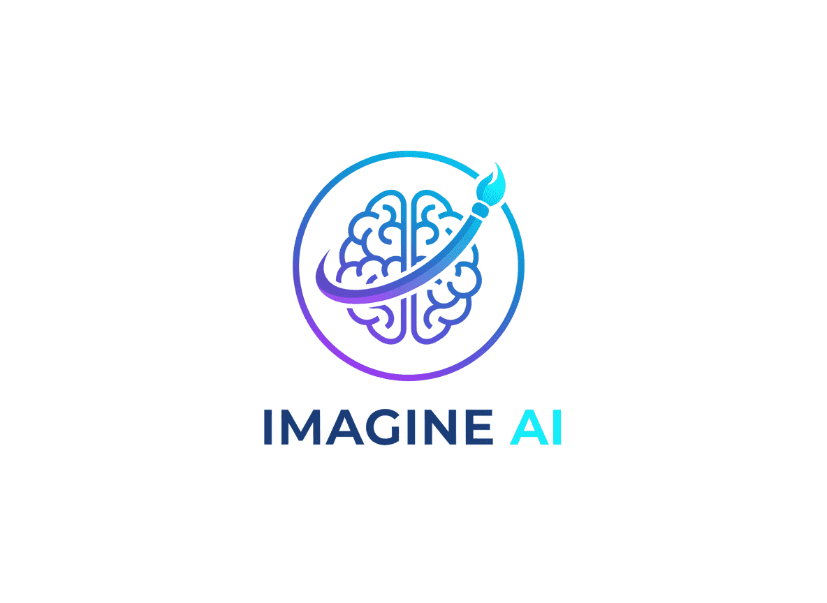 두뇌 아이콘과 붓놀림이 어우러진 AI 이미지 생성 사이트의 미니멀한 로고.