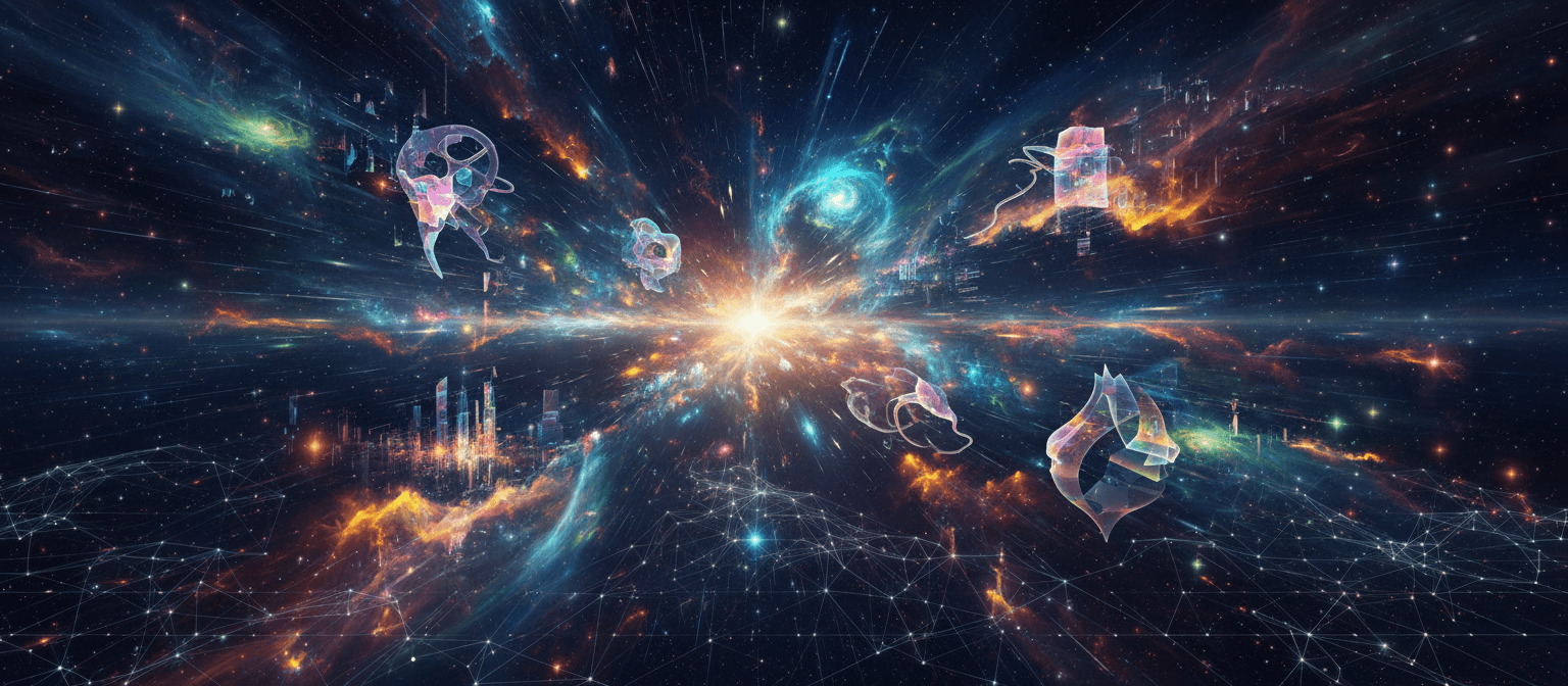 AI 이미지 생성 사이트의 무한한 창의적 잠재력을 상징하는 우주 풍경.