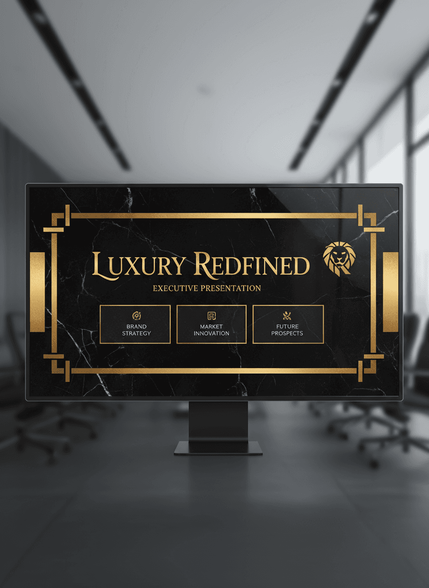 어두운 대리석, 금색 악센트, 세리프 서체를 사용한 우아하고 고급스러운 PPT 템플릿