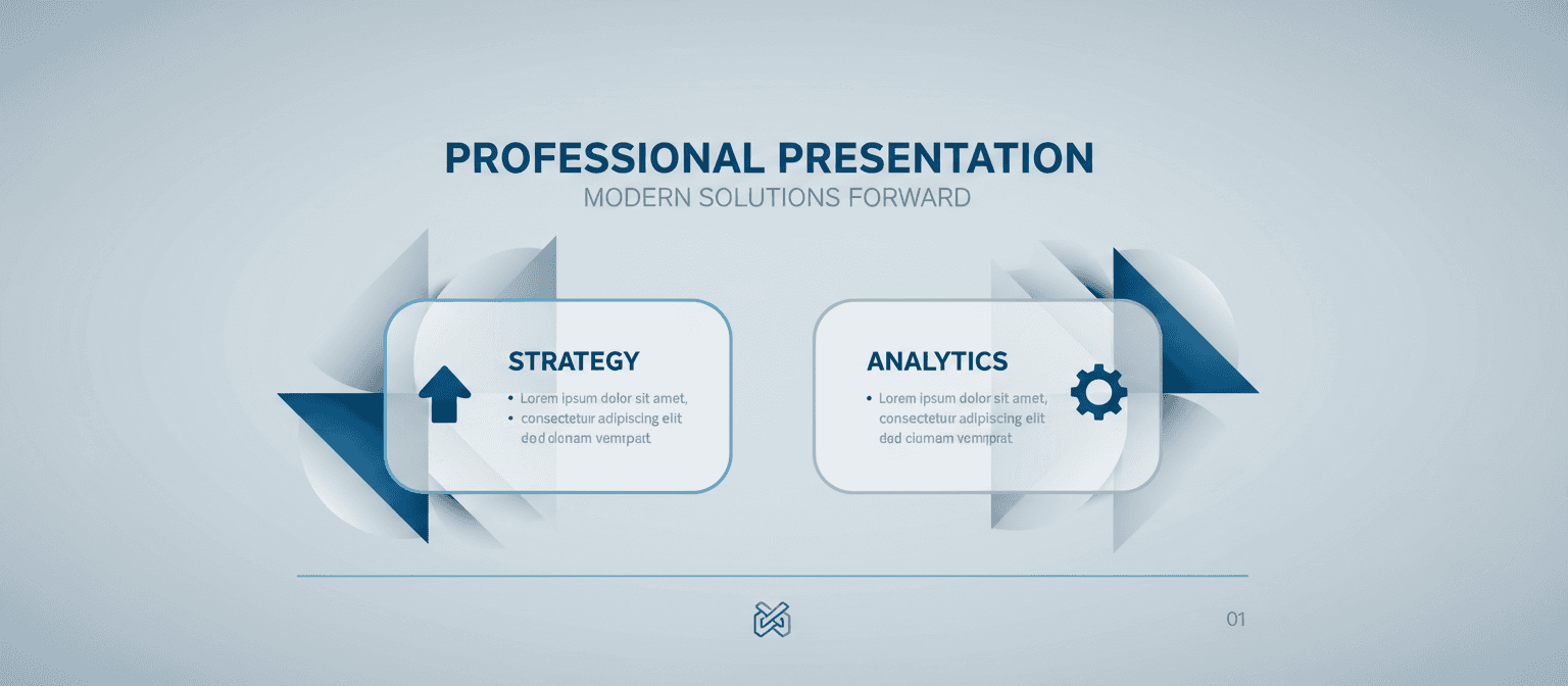 기하학적 도형과 부드러운 파랑-회색을 사용한 미니멀리스트 PPT 템플릿