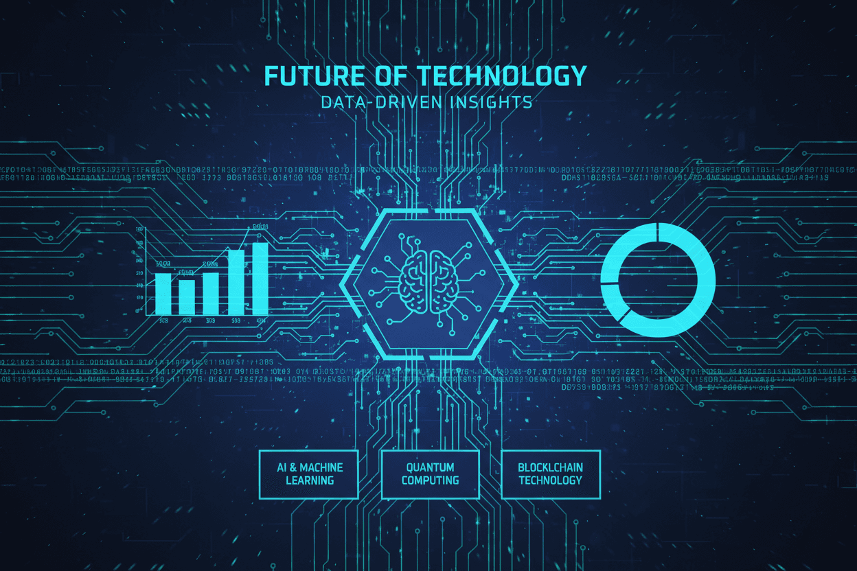 회로 기판 패턴과 데이터 시각화가 있는 어두운 모드의 미래형 PPT 템플릿.