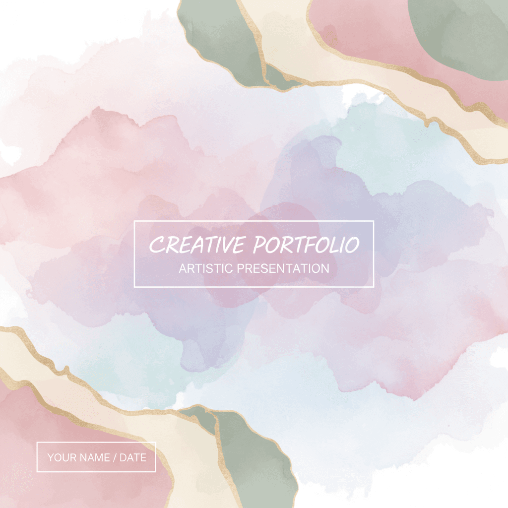 부드러운 파스텔 수채화와 불규칙한 유기적 형태의 예술적인 PPT 템플릿
