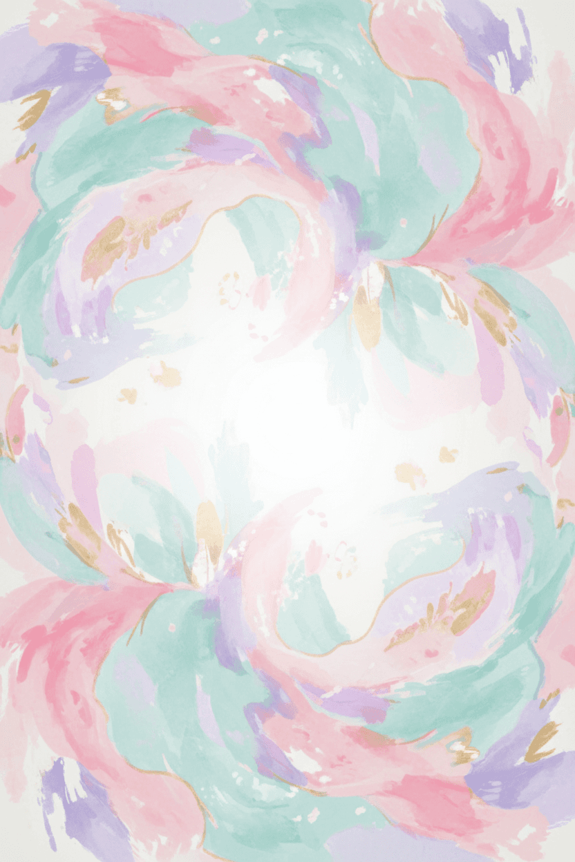 파스텔 수채화 붓 터치와 유기적인 모양이 특징인 추상적인 PPT 템플릿.