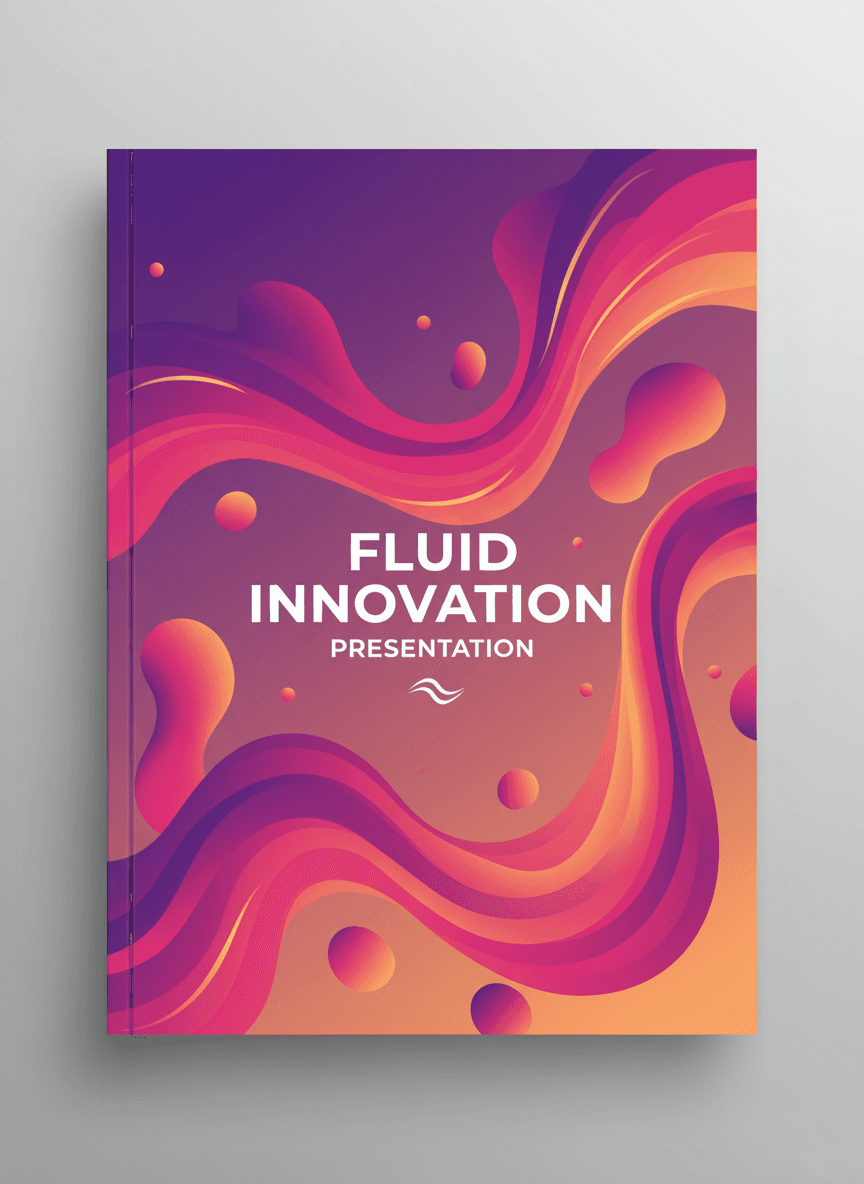 보라색, 분홍색, 주황색의 유동적인 액체 그라데이션이 있는 창의적인 PPT 표지.
