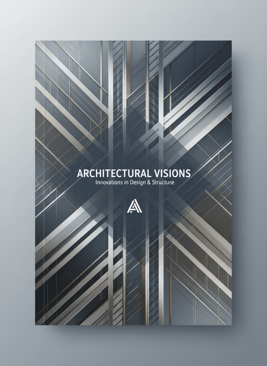 추상적인 건축 선형 패턴이 있는 세련된 PPT 표지.