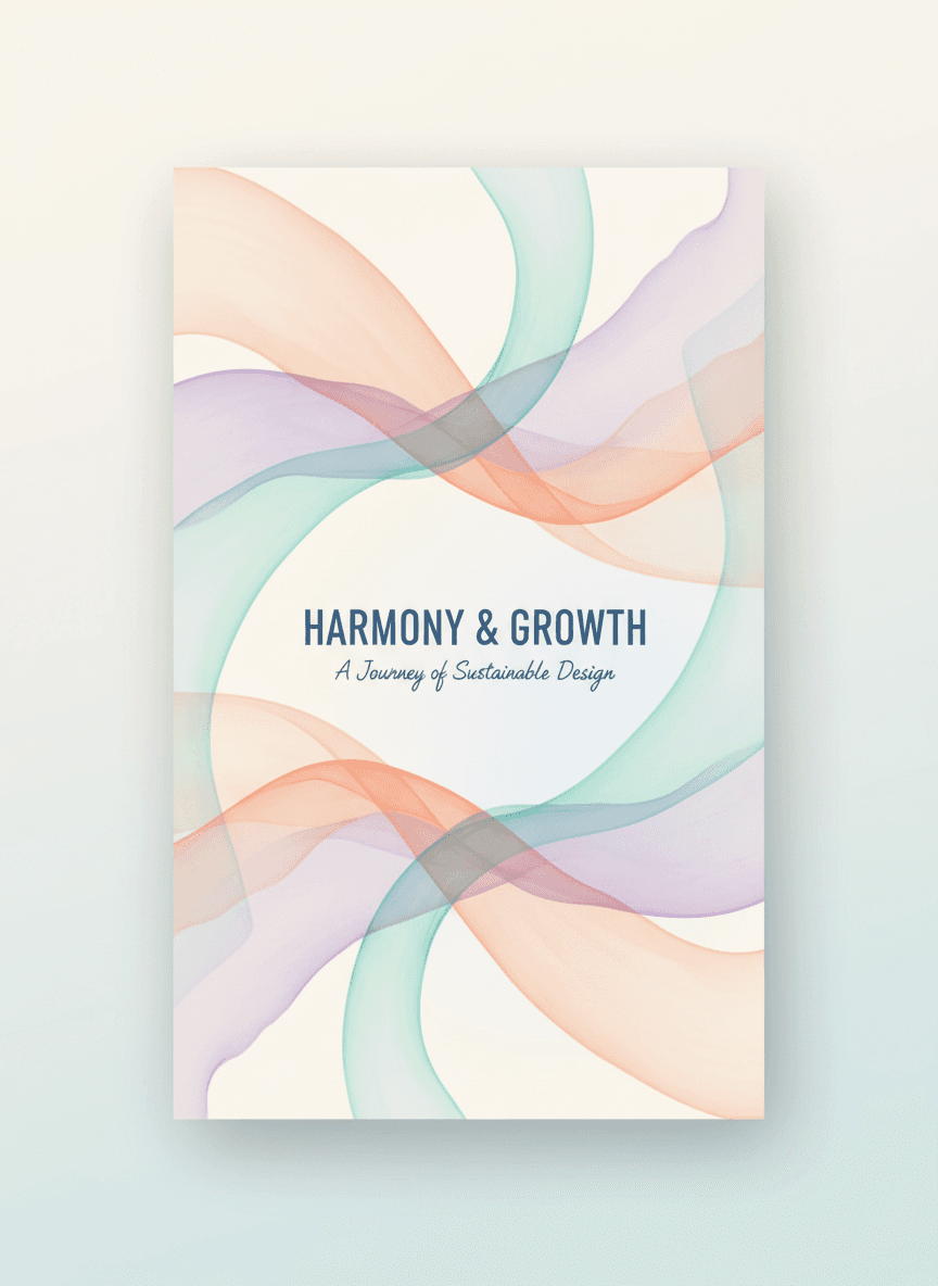 부드러운 곡선과 겹겹이 쌓인 파스텔 색상 모양이 있는 유기적이고 흐르는 PPT 표지.