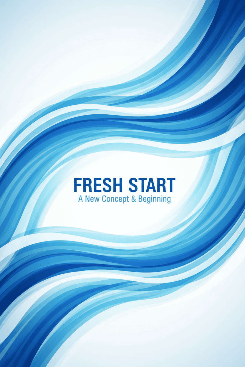 역동적인 파란색과 흰색 물결 패턴이 있는 유동적이고 상쾌한 PPT 표지.