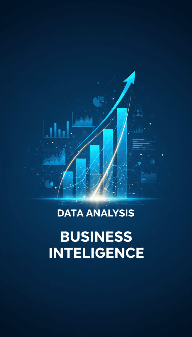 파란색 배경에 상승하는 막대 차트와 통계 그래프를 추상적으로 표현한 PPT 표지.