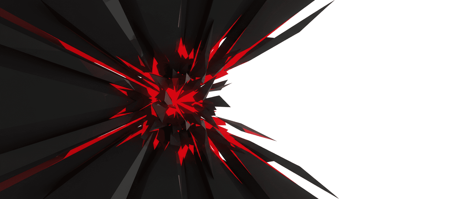 대비되는 빨간색과 검은색 팔레트의 날카롭고 각진 선과 기하학적 파편들로 역동적인 PPT 표지.