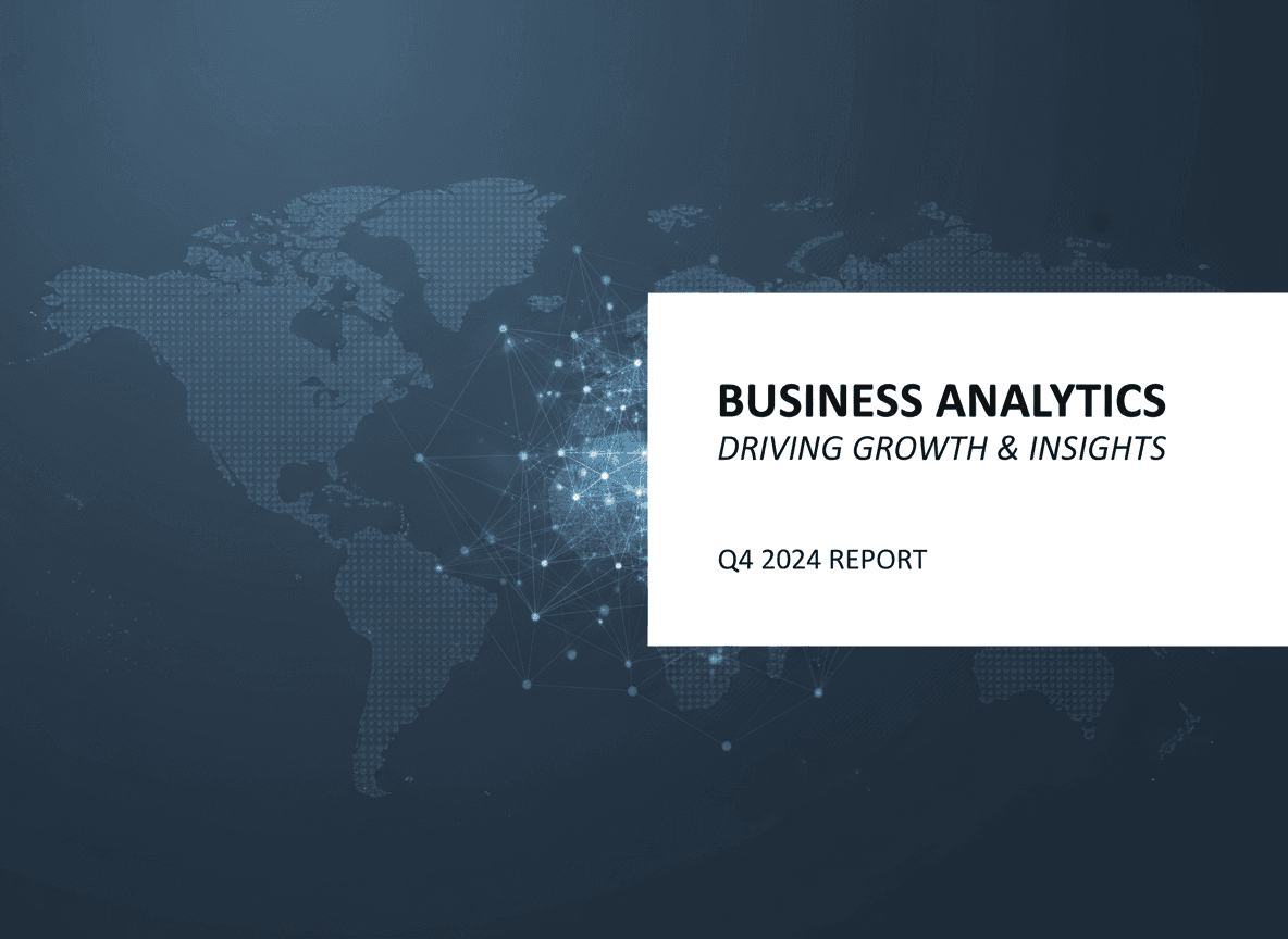 어두운 파란색 지구본 지도 배경의 전문적인 기업 PPT 표지.