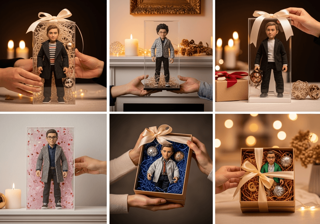 Custom personalized action figure gifts in premium packaging - unique collectible toys made from your photos