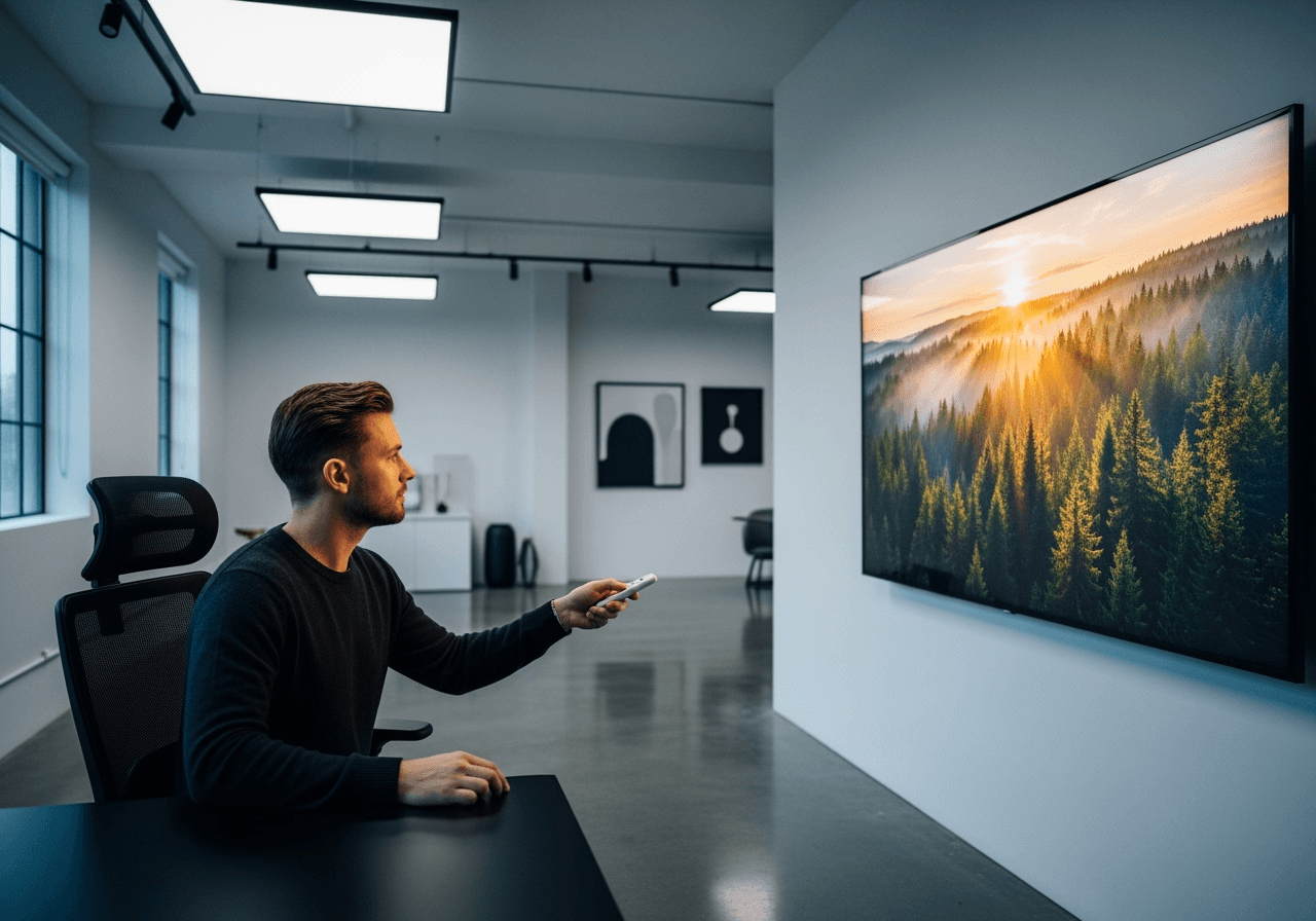 A professional reviewing a high-quality, watermark-free AI-generated video for commercial use.