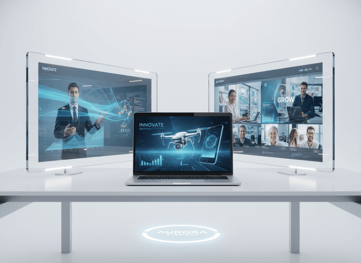 Sora 2 Watermark Remover business presentation visualization with laptop displaying professional video elements