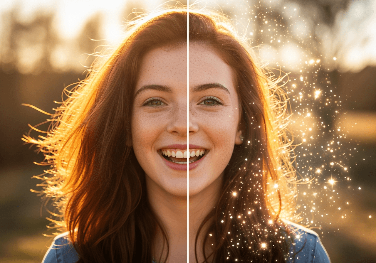 Abstract lines of light turning into a realistic mountain landscape, symbolizing AI text-to-video generation.