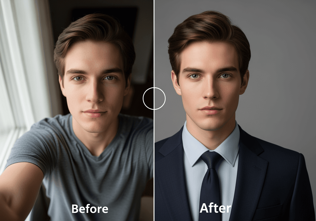 AI 프로필 사진 생성 전과 후의 극적인 변환 비교