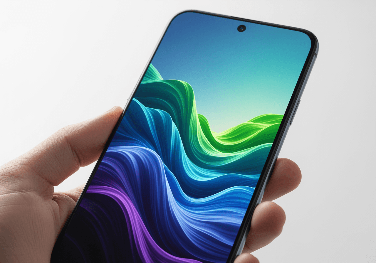 Smartphone che mostra uno sfondo animato vivido di alta qualità