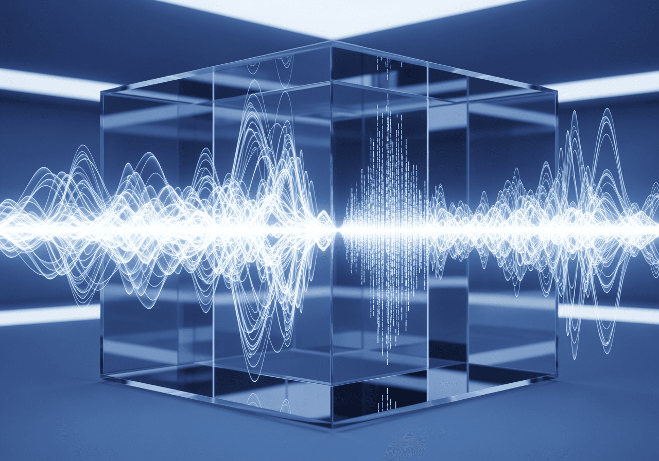 디지털 오디오 변환을 나타내는 추상적이고 현대적인 빛나는 음파 이미지