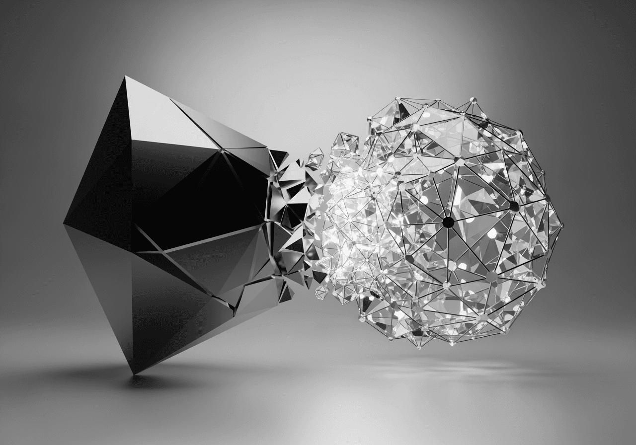 Arte 3D abstracto que simboliza la conversión y optimización de archivos de video digital