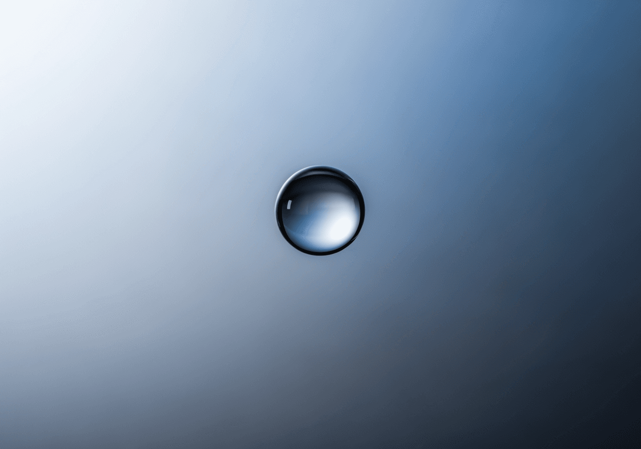 공중에 떠 있는 물방울의 초근접 촬영, 슬로우 모션과 정지된 시간을 표현