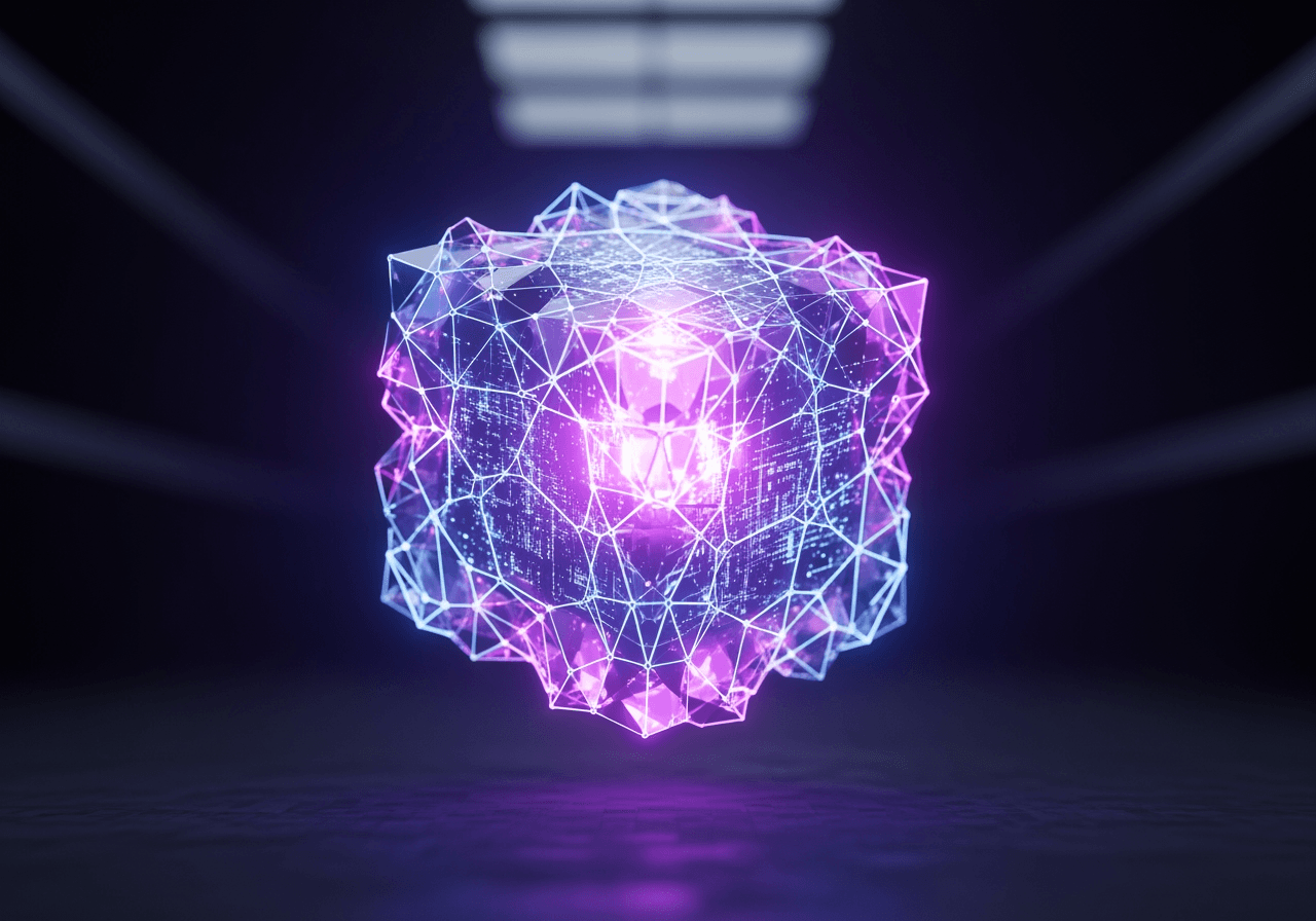 압축된 동영상 데이터를 나타내는 빛나는 디지털 큐브