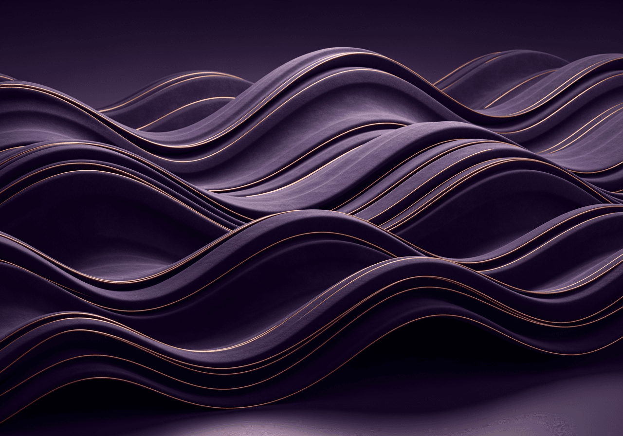 Fond de vague abstraite 3D violet foncé luxueux avec texture velours et éclairage cinématographique
