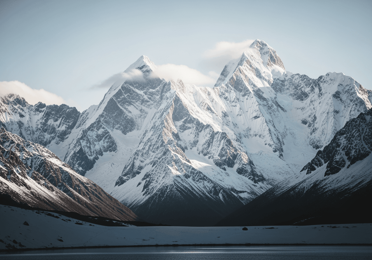 雄伟雪山风景的AI生成艺术作品