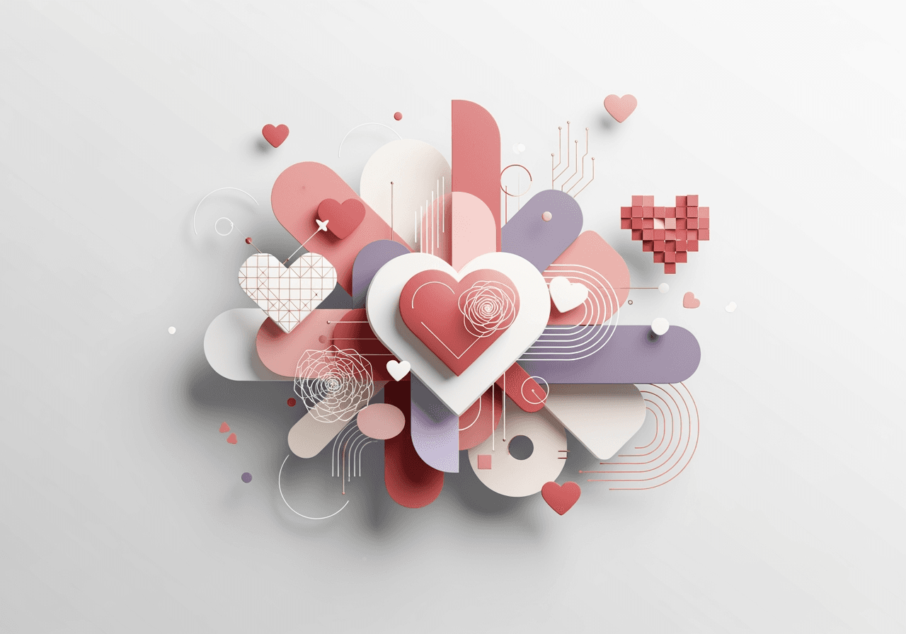 Visualizzazione astratta di clipart di San Valentino generata dall'IA