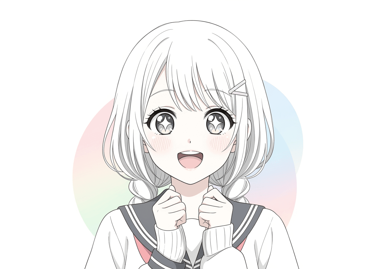 Immagine generata dall'IA di una ragazza dallo stile carino e colorato