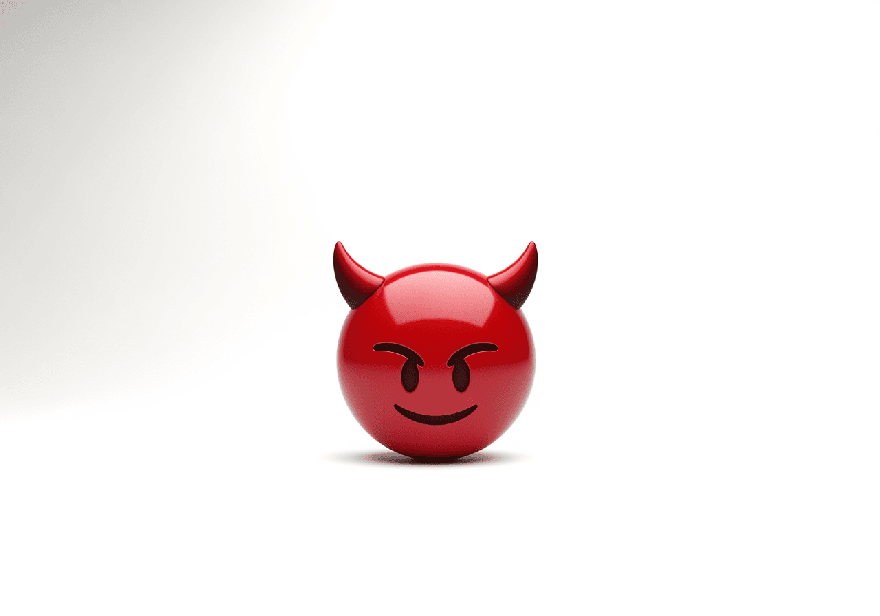 Icône d'un emoji diable, design épuré et moderne