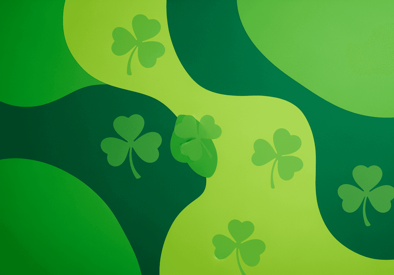 성 패트릭 데이 테마의 초록색과 세잎클로버 디자인
