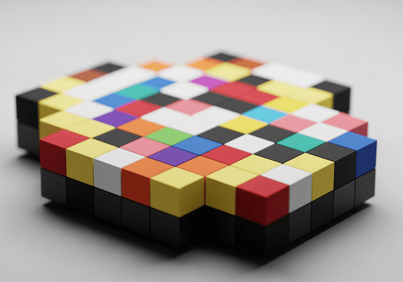 AIが生成したピクセルアートのミニマリストな抽象表現