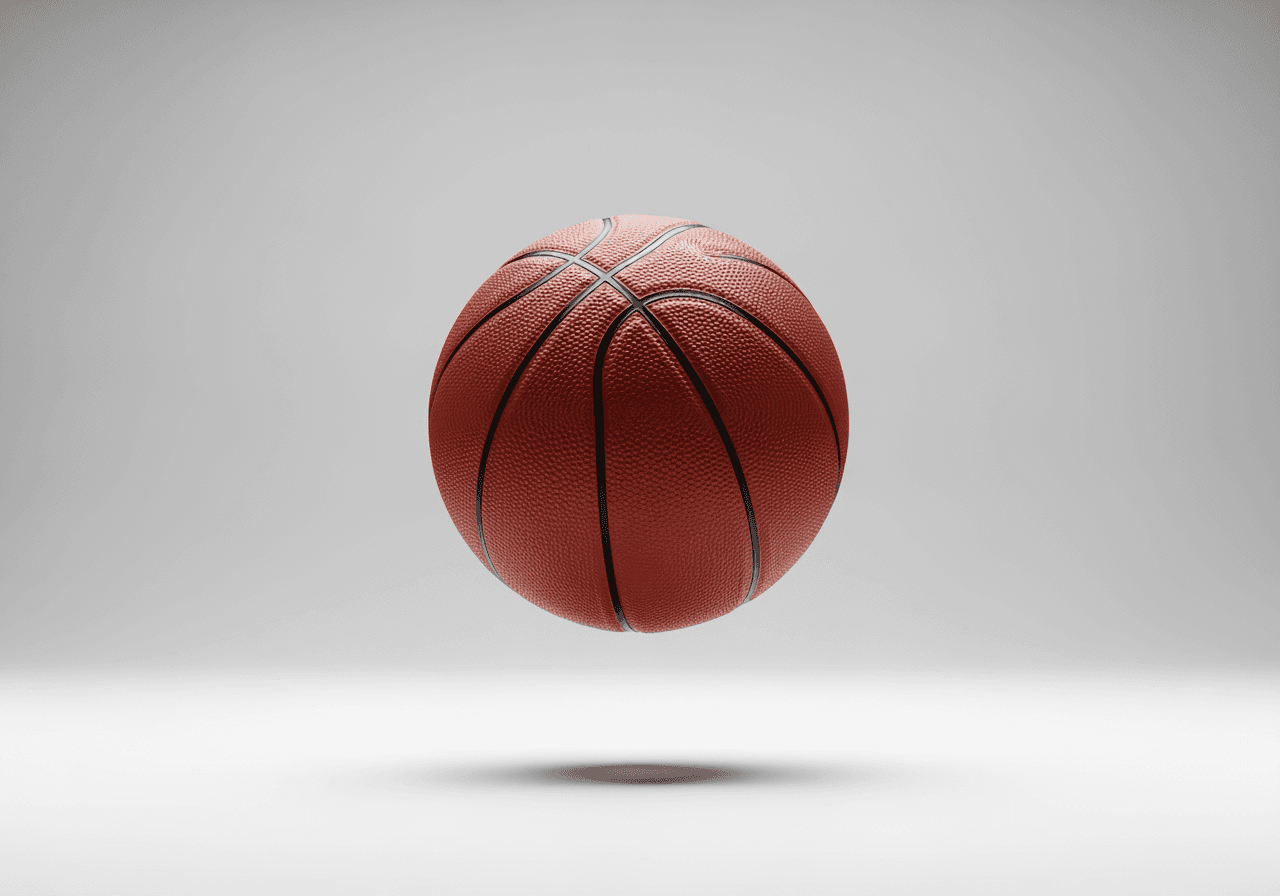 Un ballon de basket dynamique traversant l'air.